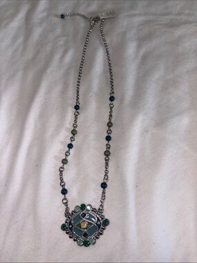 Silver-Tone Teal & Green Pendant Necklace - Lia Sophia